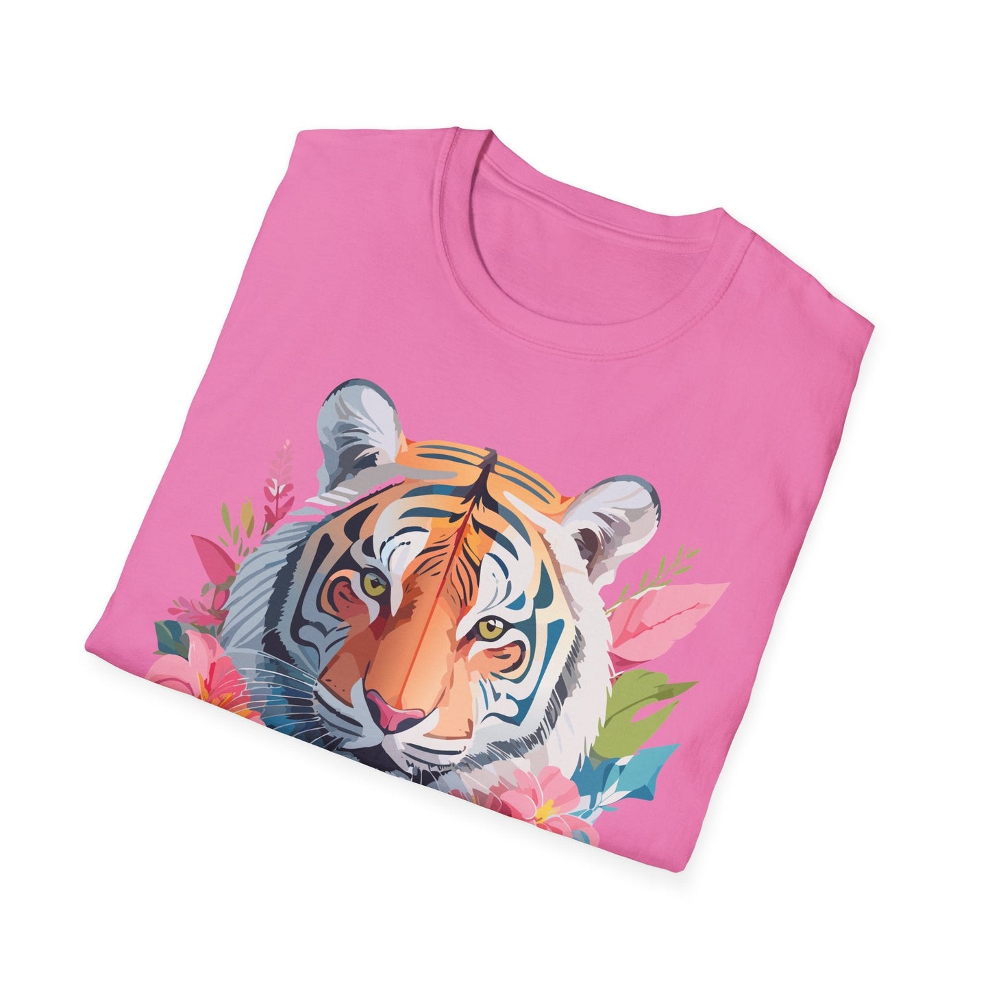 Tiger Print Unisex Softstyle T Shirt Short Sleeve Gildan 64000 Tee