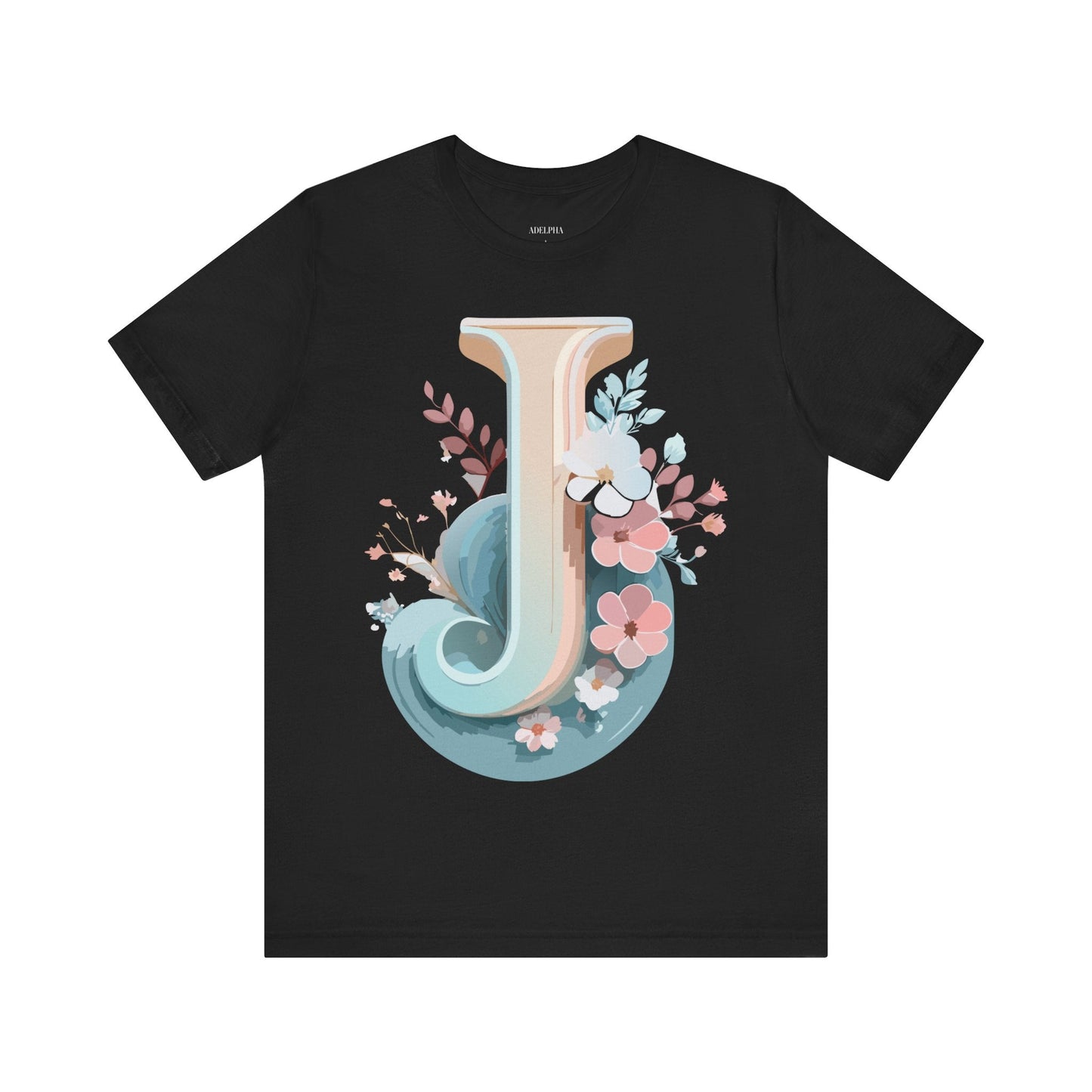 Letter J Shirt Graphic Unisex Tee With Original Vintage Inspired Artwork By Adelpha
