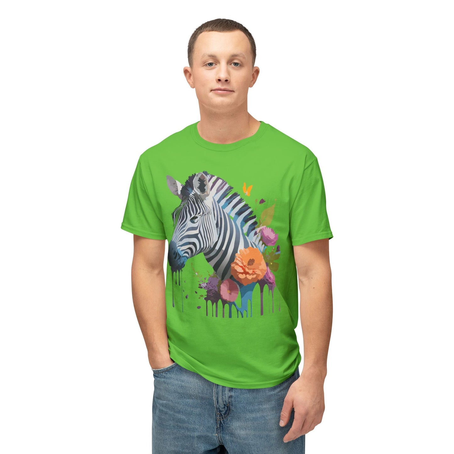 Unisex Zebra Art T Shirt With Full Color Print HD Cotton Tee Made In USA For Everyday Style