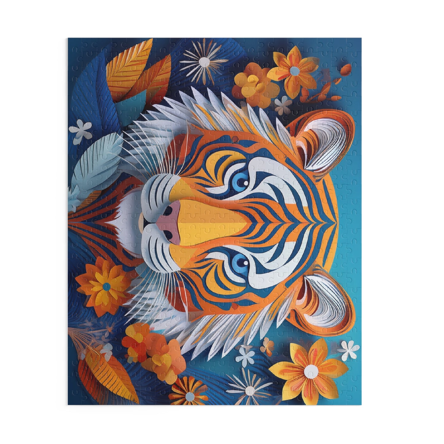 Cute Tiger Face Puzzle 500-Piece  Floral Tiger Puzzle 500-Piece Ages 9+