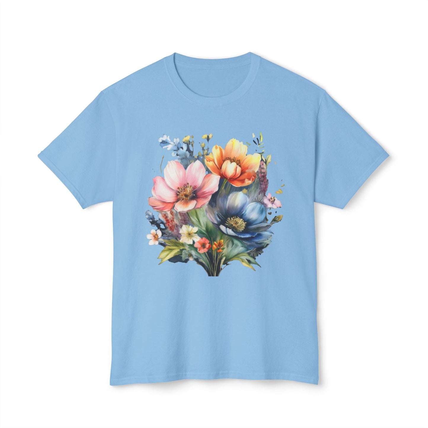 Floral T Shirt With Full Color Art Print Unisex HD Cotton Designed And Printed In USA