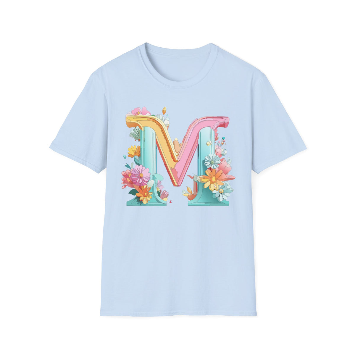 Floral Pastel Letter M T-Shirt | Monogram Initial Tee