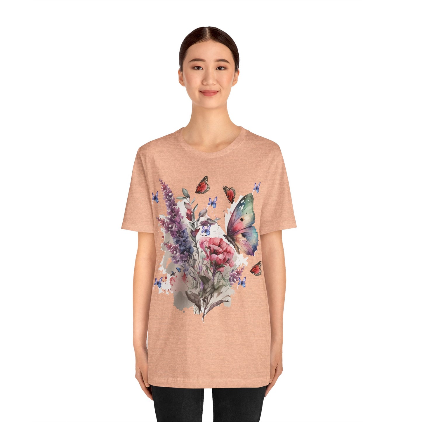 Cotton Tee Shirt with Butterfly Prints