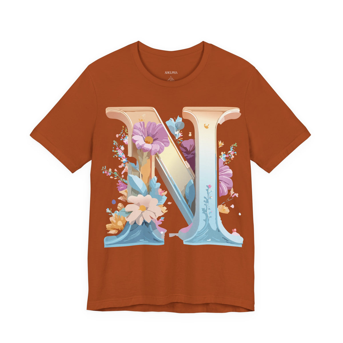 Letter N Graphic Unisex Cotton Bella+Canvas Tee with Art Letter Design