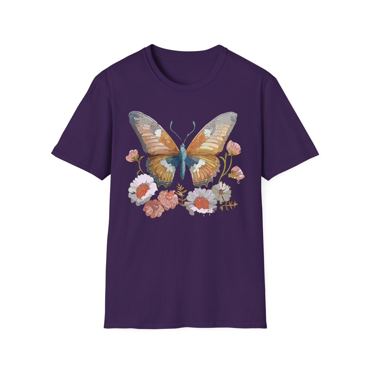Butterfly Floral Watercolor Wings Graphic Design Unisex 100 Cotton Gildan T-Shirt