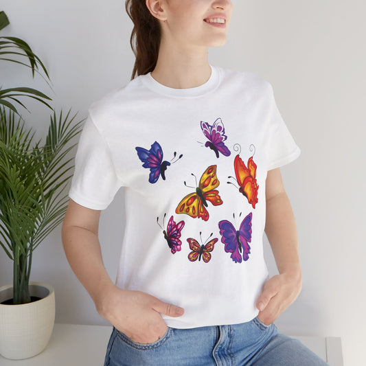 Cotton Tee Shirt with Butterfly Prints