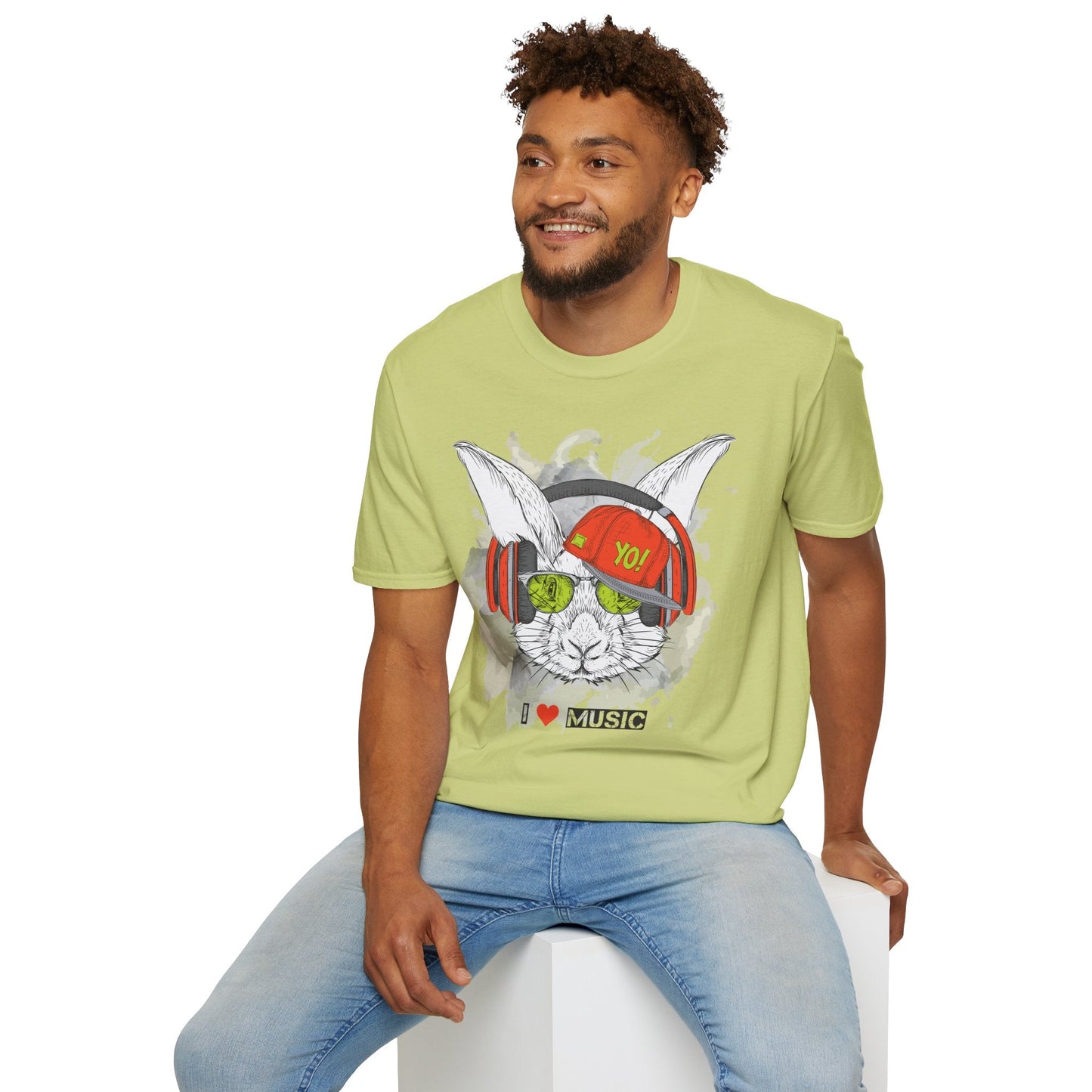 Unisex Music Animals Shirt With Headphones Softstyle Short Sleeve Tee Gildan 64000