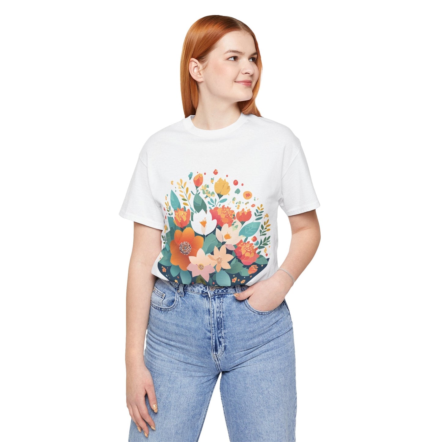 Floral Flowers Shirt Unisex Lightweight Breathable Jersey Tee Floral Pattern Short Sleeve