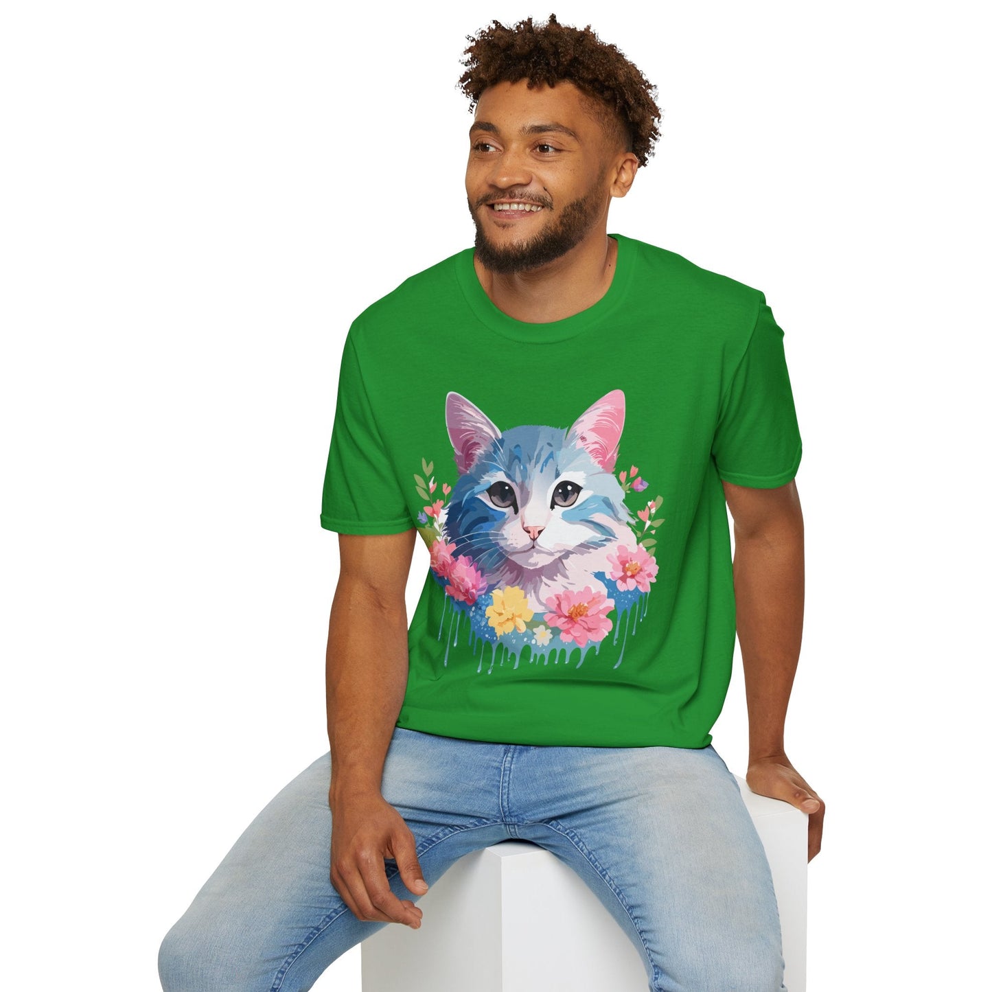 Cat Shirt Unisex Cat Tee Kitten Print Gildan Softstyle 64000