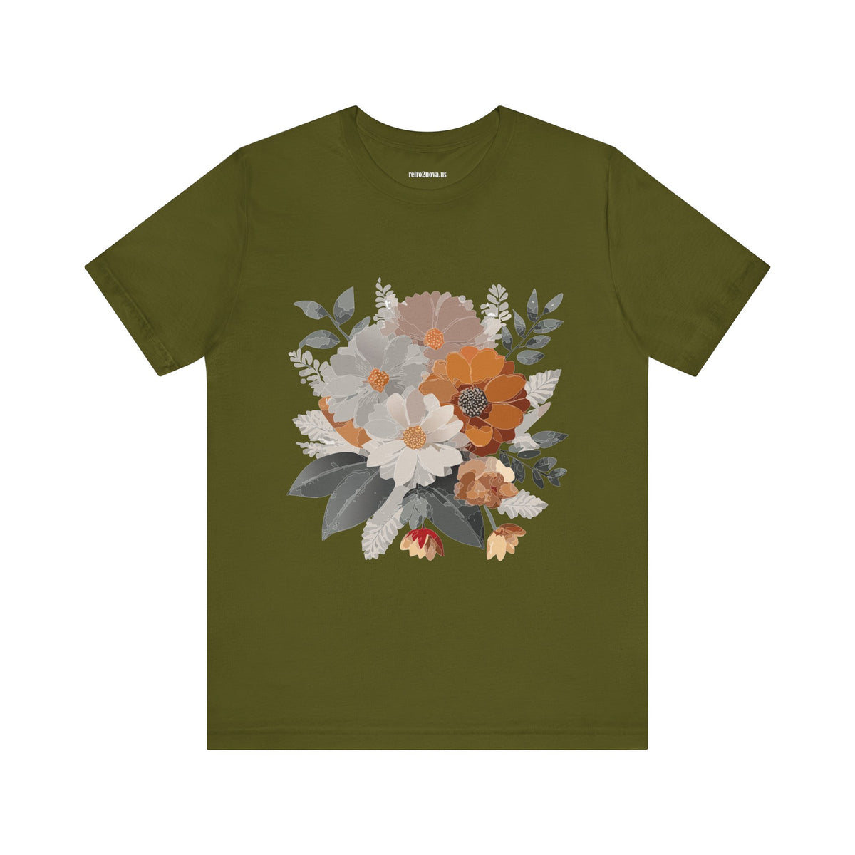 Floral Graphic Unisex Cotton Bella+Canvas Tee with Flowers Design ab12