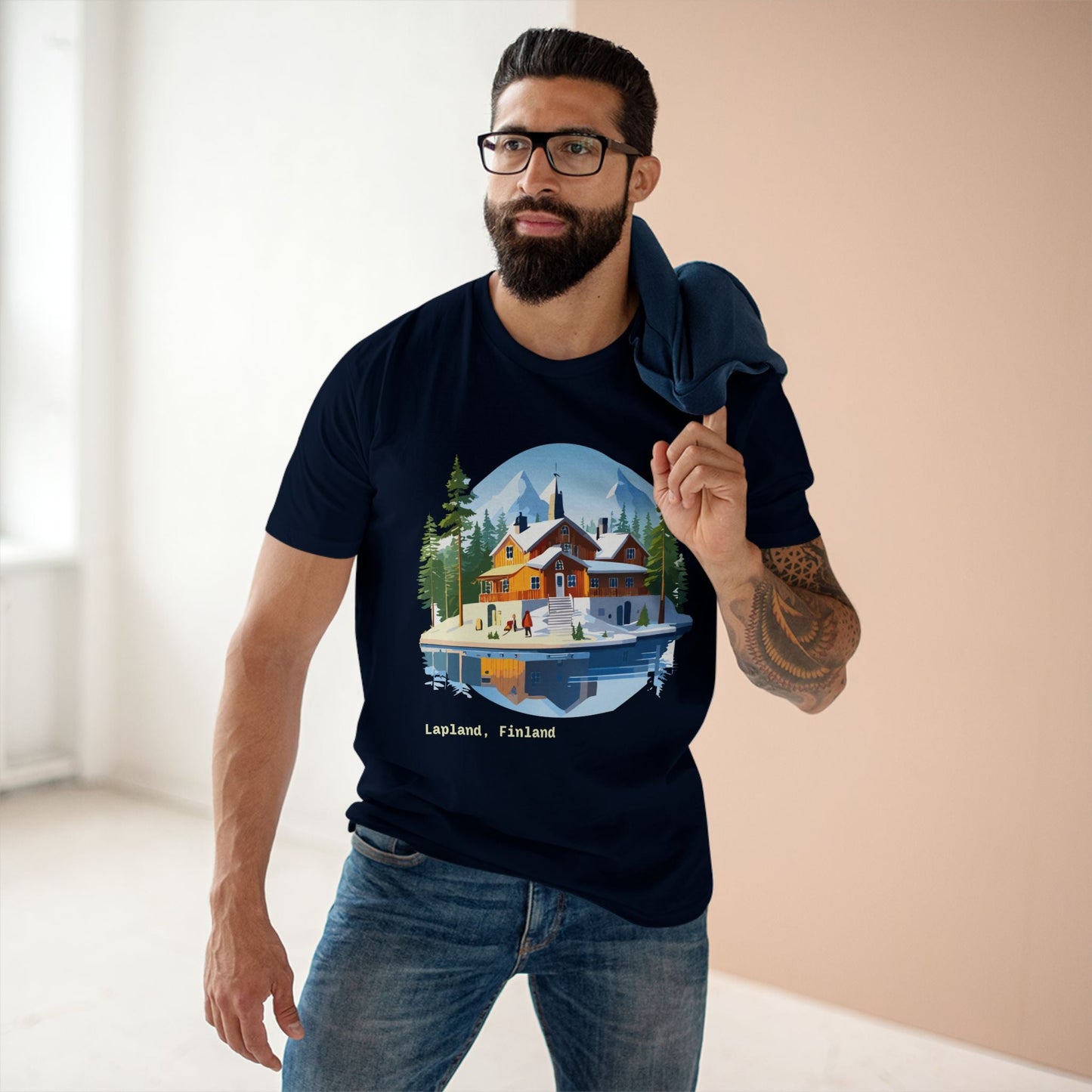 Lapland Travel Shirt Unisex Premium Cotton Tee With Original Art Design Retro2Nova