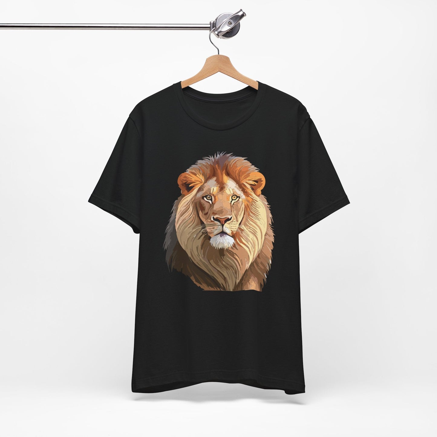 Safari Lion Head Illustration T-Shirt Unisex Cotton Realistic Lion Portrait Tee 3