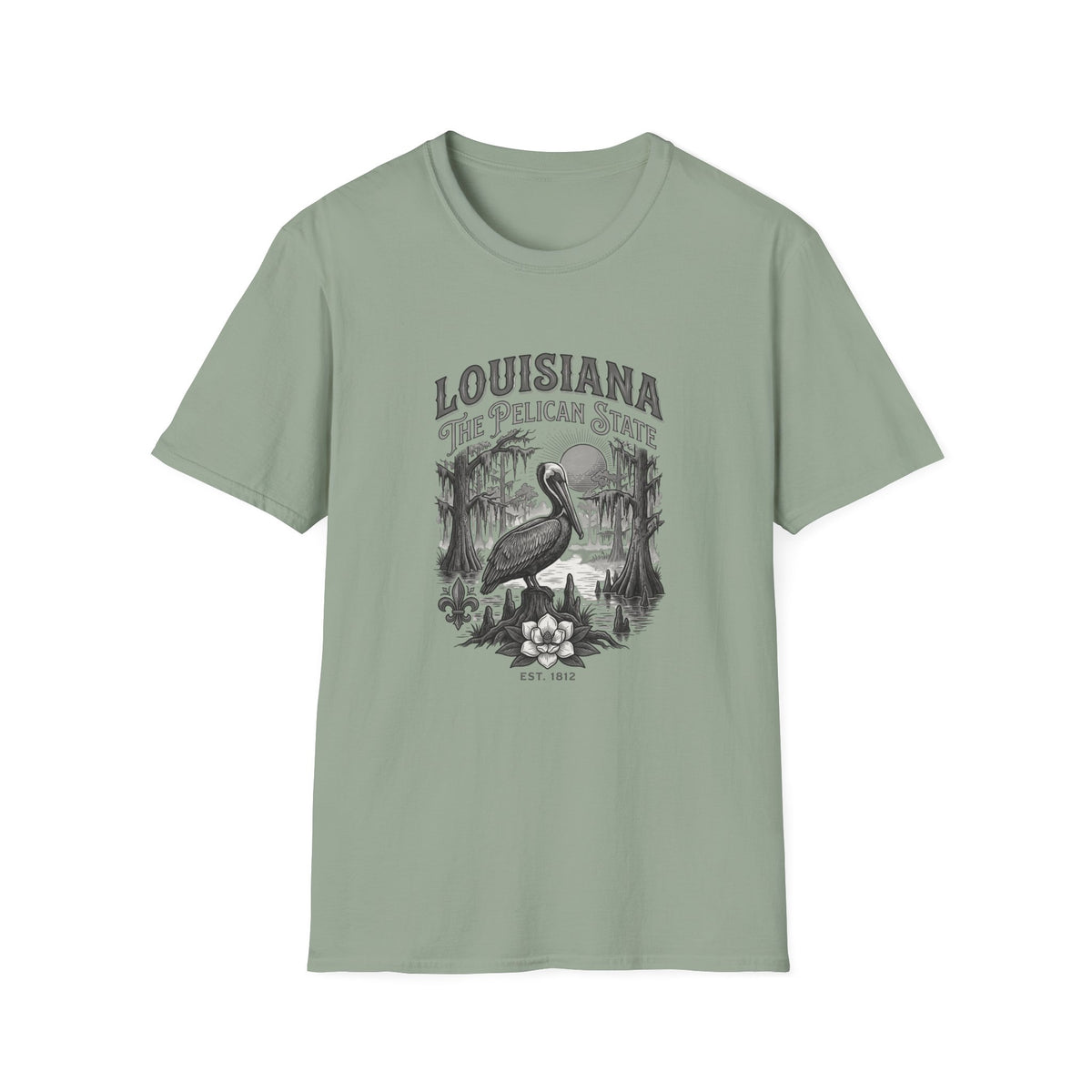 Louisiana Pelican State T-Shirt — Vintage Travel Tourist Graphic Design Unisex 100 Cotton Gildan T-Shirt