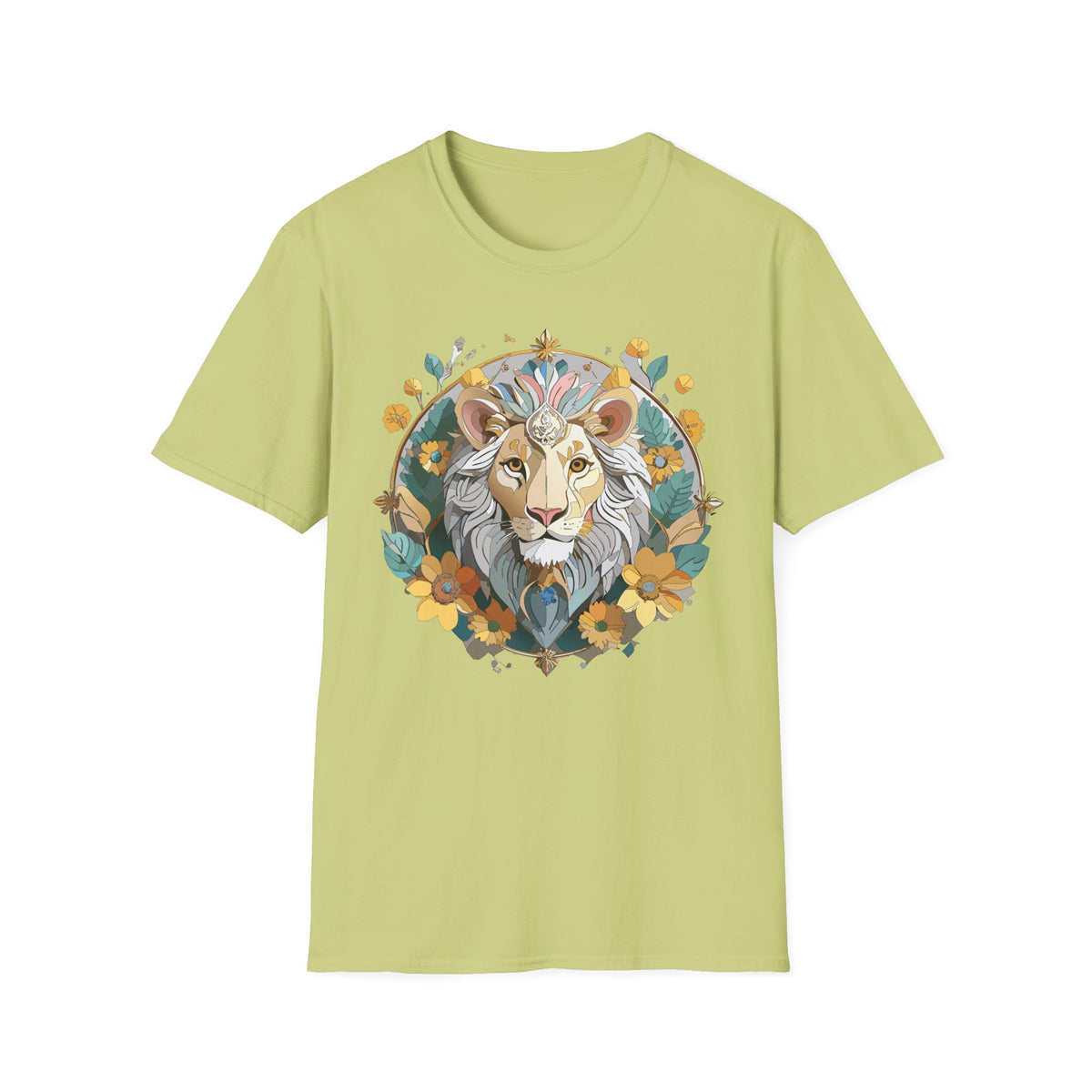Floral Lion Illustration T-Shirt | Botanical Mane Tee