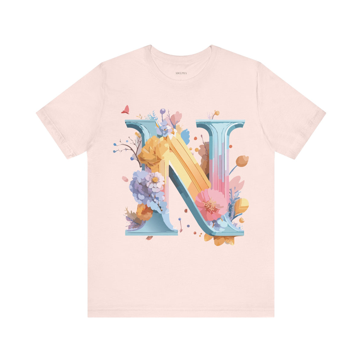 Letter N Graphic Unisex Cotton Bella+Canvas Tee with Art Letter Design