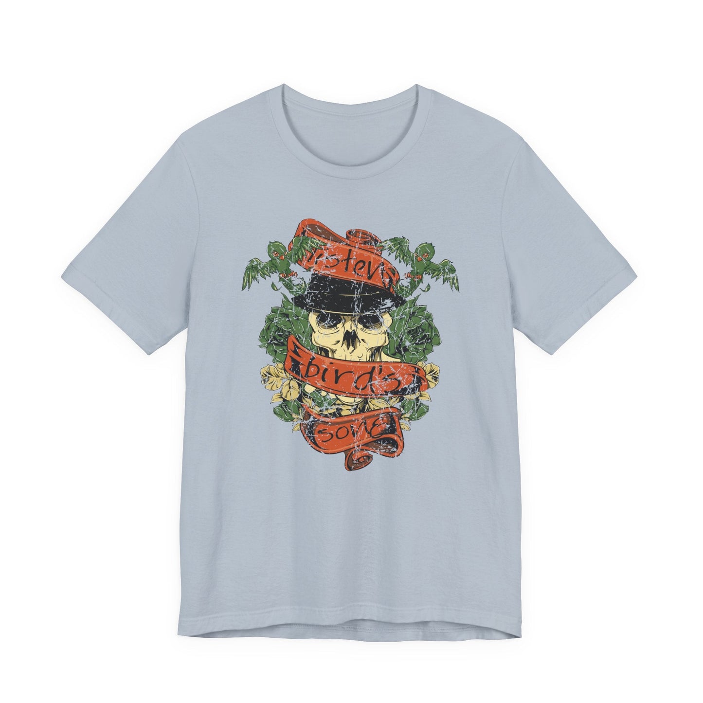 Skull Floral Tattoo Style Graphic Design Unisex Cotton T-Shirt Art-38