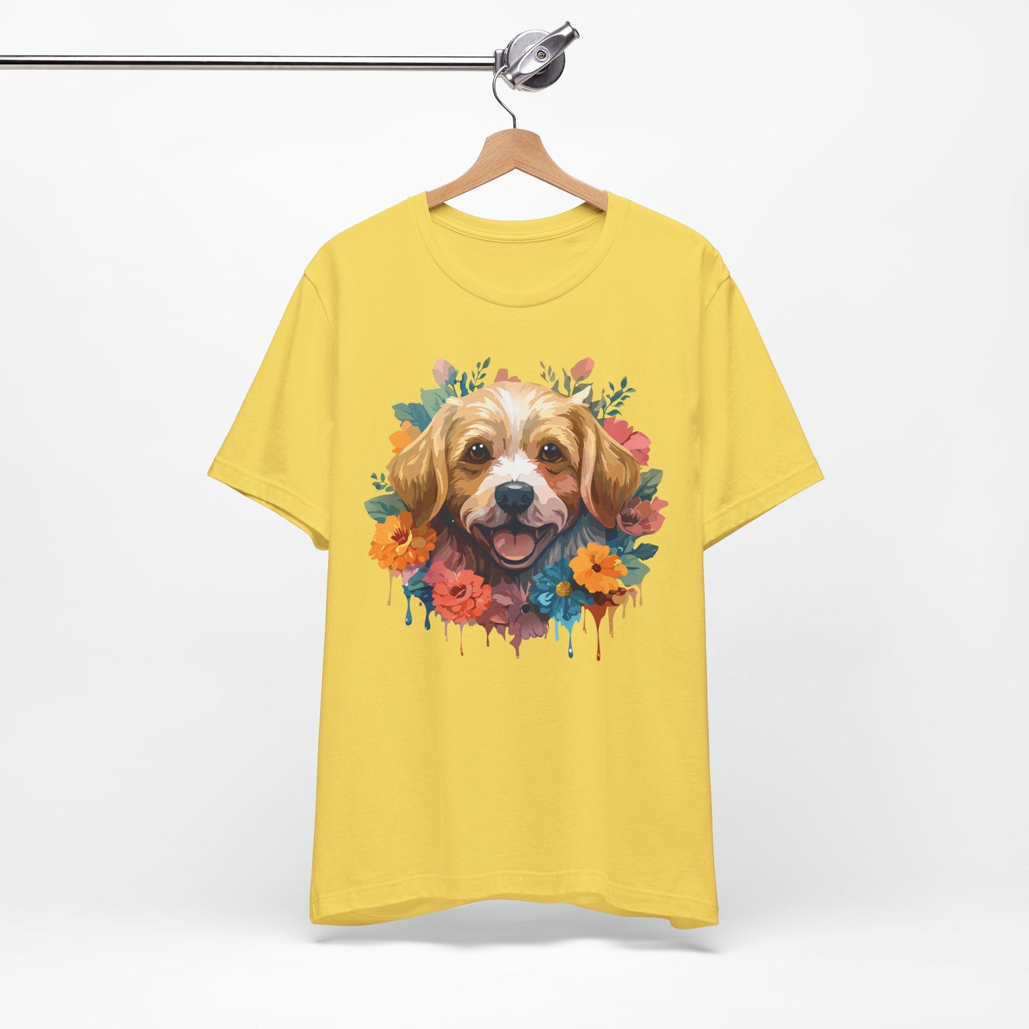 Floral Dog Tee, Animal Shirt, Dog Shirt, Floral Tee, Flower T-shirt, T-Shirt with Animal, Summer Top with Art Design