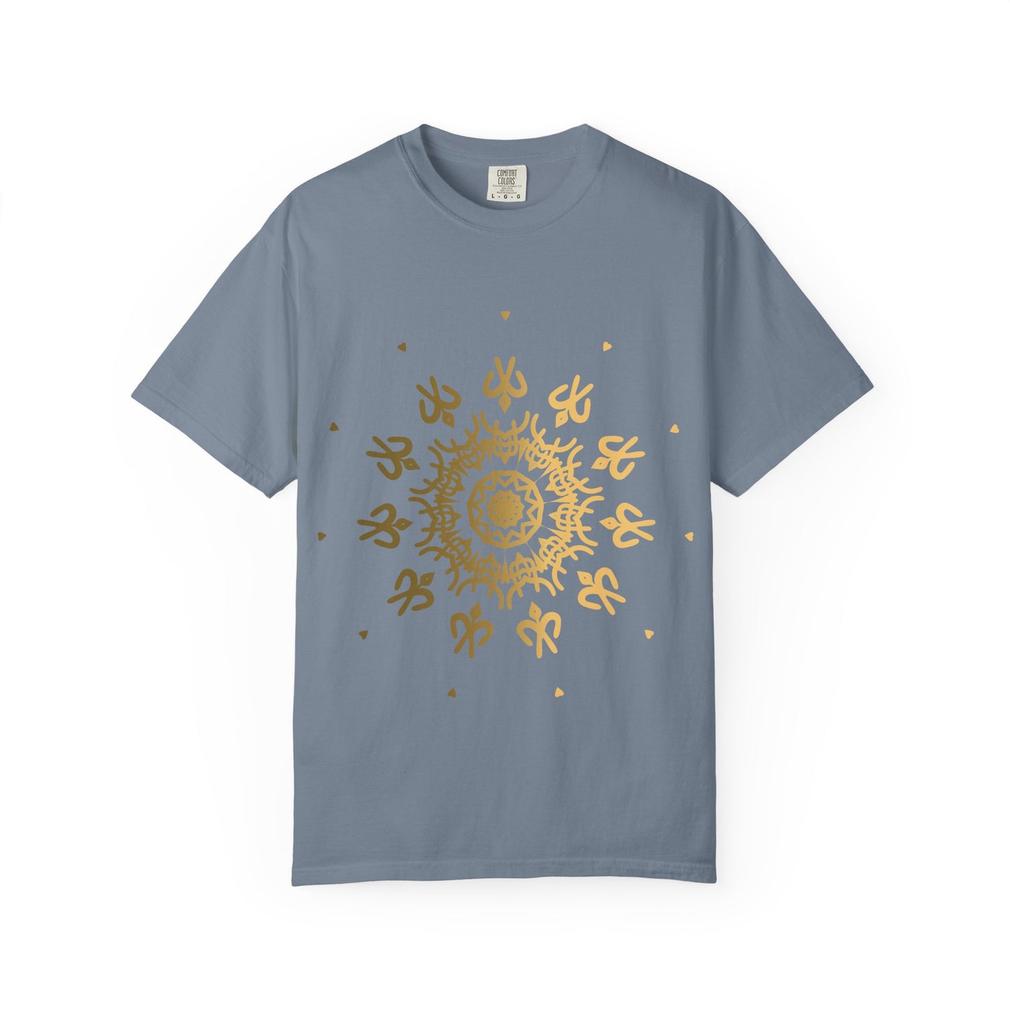 Unisex Garment Dyed Cotton T-Shirt with Mandala Graphic Design