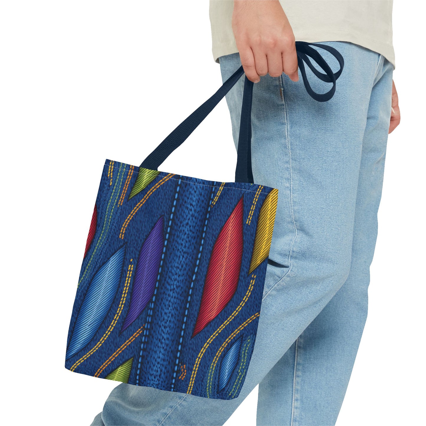 Denim Fabric Imitation Print Unisex Canvas Bag Poly Spun 3 Sizes Tote Bag 137