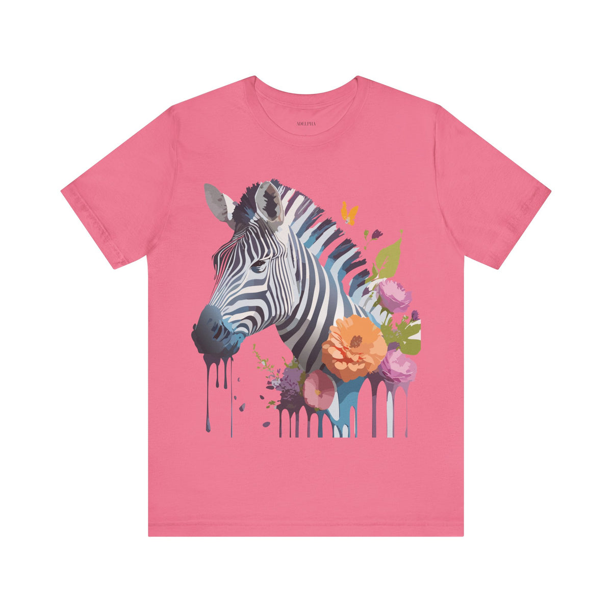 Zebra Graphic Unisex Cotton Bella+Canvas Tee with Art Animal Design e76