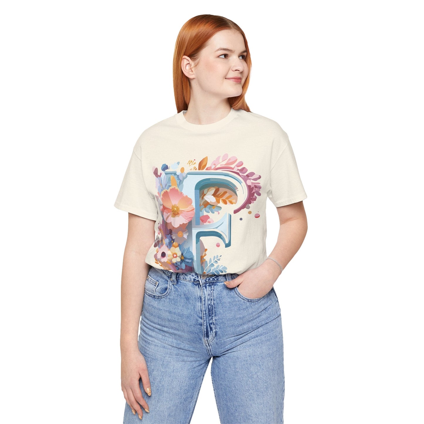 Letter F Shirt Unisex Graphic Tee Jersey Short Sleeve by Adelpha Vintage Inspired Art Design