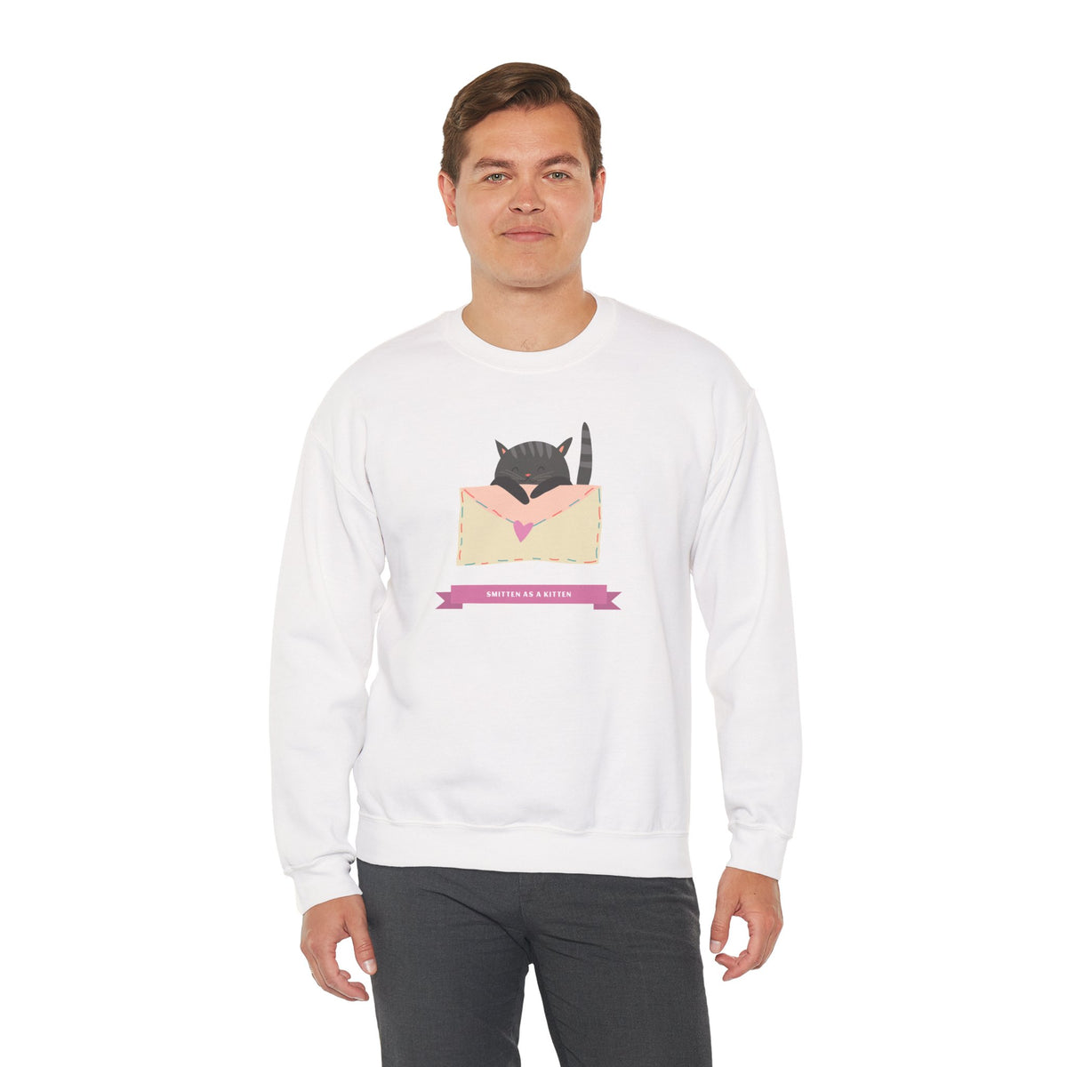 Cat Graphic Valentine's Day Sweatshirt Unisex 50/50 Cotton-Poly Animal Sweatshirt w14