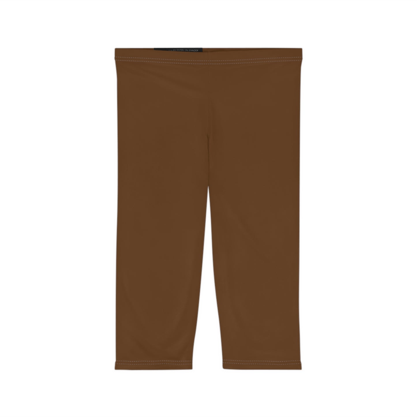 Brown Bark Color Women's Brushed Suede Poly Span Casual Capri Leggings XS-2XL
