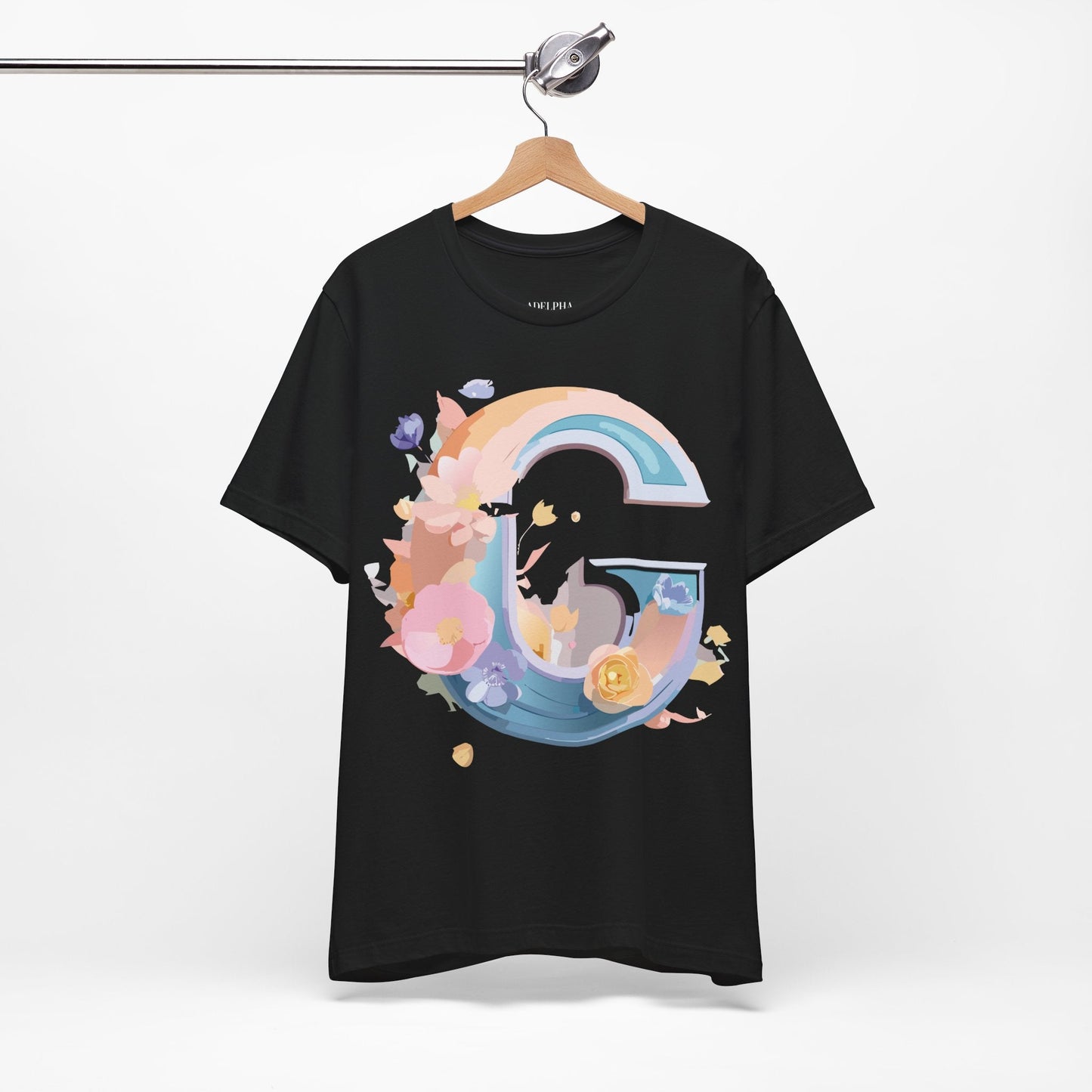 Letter G Shirt Graphic Tee Unisex Short Sleeve Vintage Inspired Artwork Adelpha Print