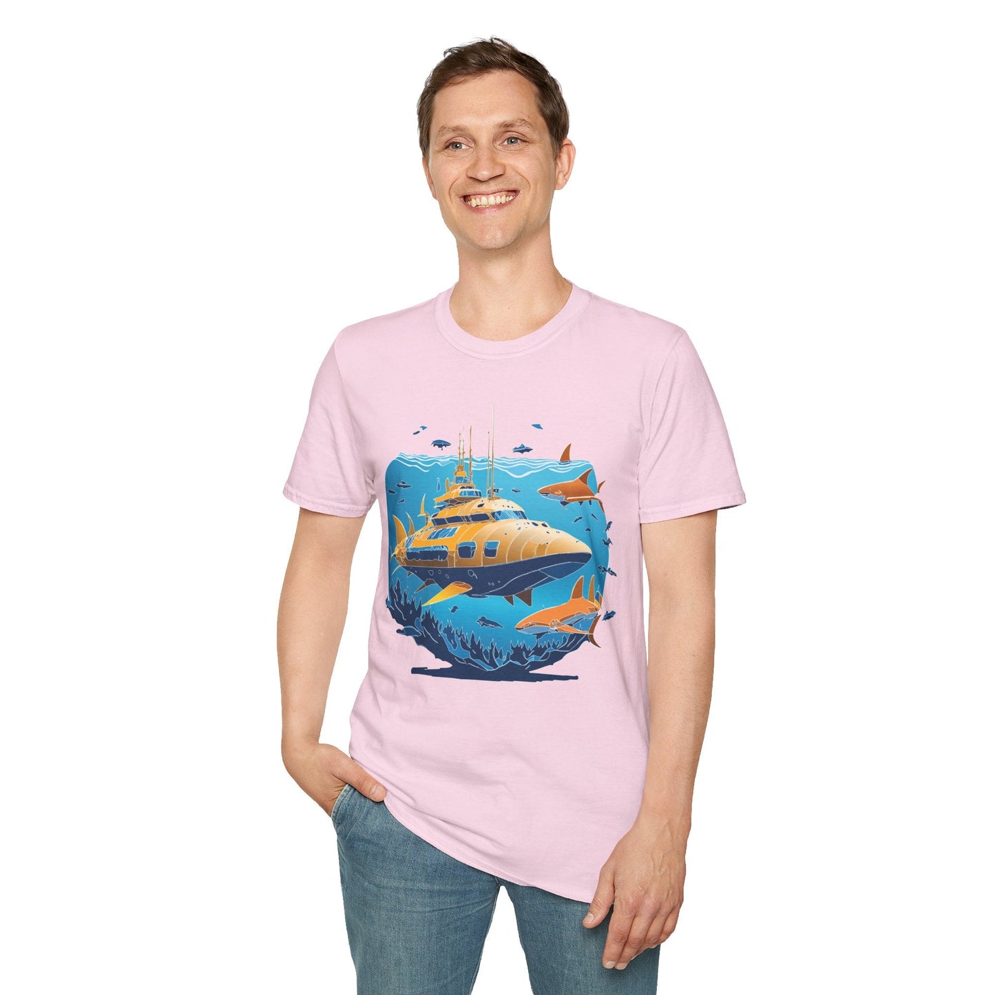 Ocean T Shirt Unisex Gildan Softstyle 64000 100 Percent Cotton Ring Spun U Boat Design Graphic