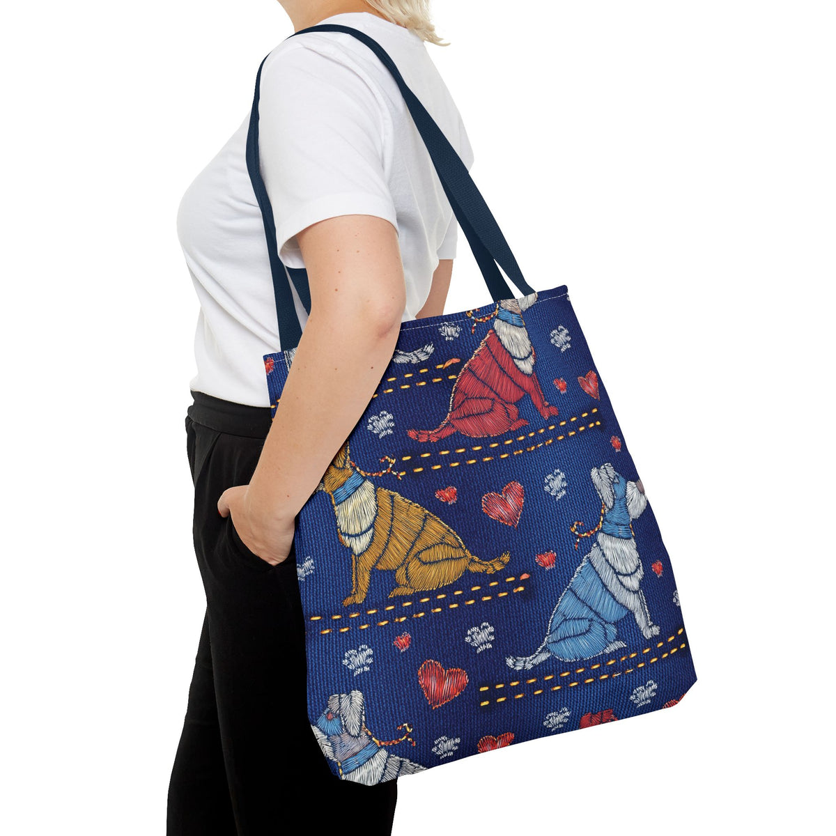 Love Day Graphic Design Denim Fabric Imitation Print Unisex Canvas Bag POLY 3 Sizes Tote Bag 201-14