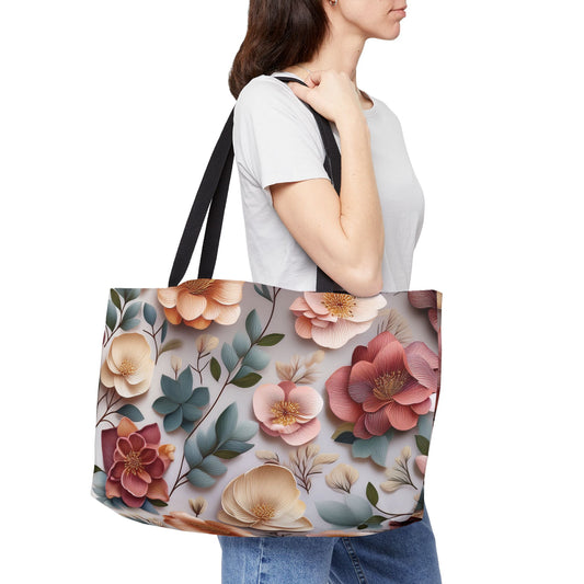 Floral Print Poly Canvas Weekender Bag 17