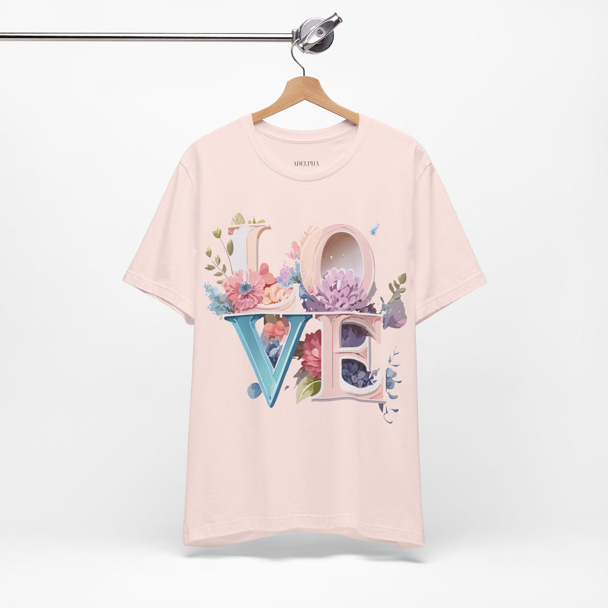 Valentine's Day Graphic Unisex Cotton Bella+Canvas Tee with Floral Art Design d100