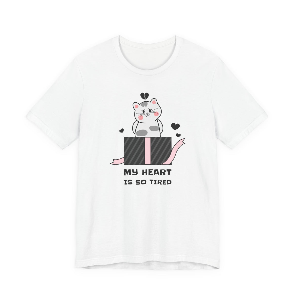 Cat Heart  Love Graphic Tee Shirt - Bella+Canvas Unisex 100 Cotton