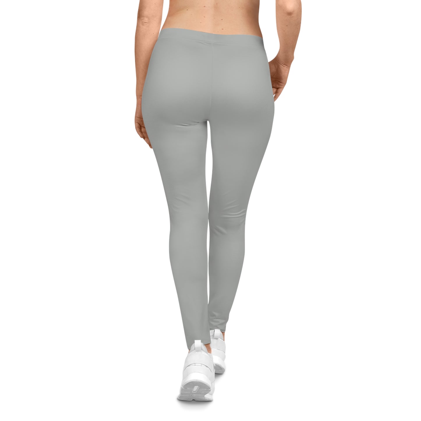 Whisper Grey Color Women's Poly-Span Casual Leggings Print Everyday Activewear Pants