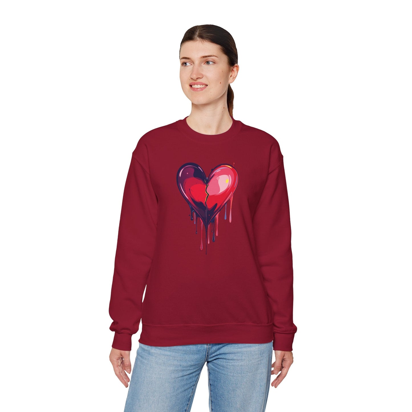 Red Heart Floral Sweatshirt Unisex Heavy Blend Crewneck Valentines Day Love Sweatshirt