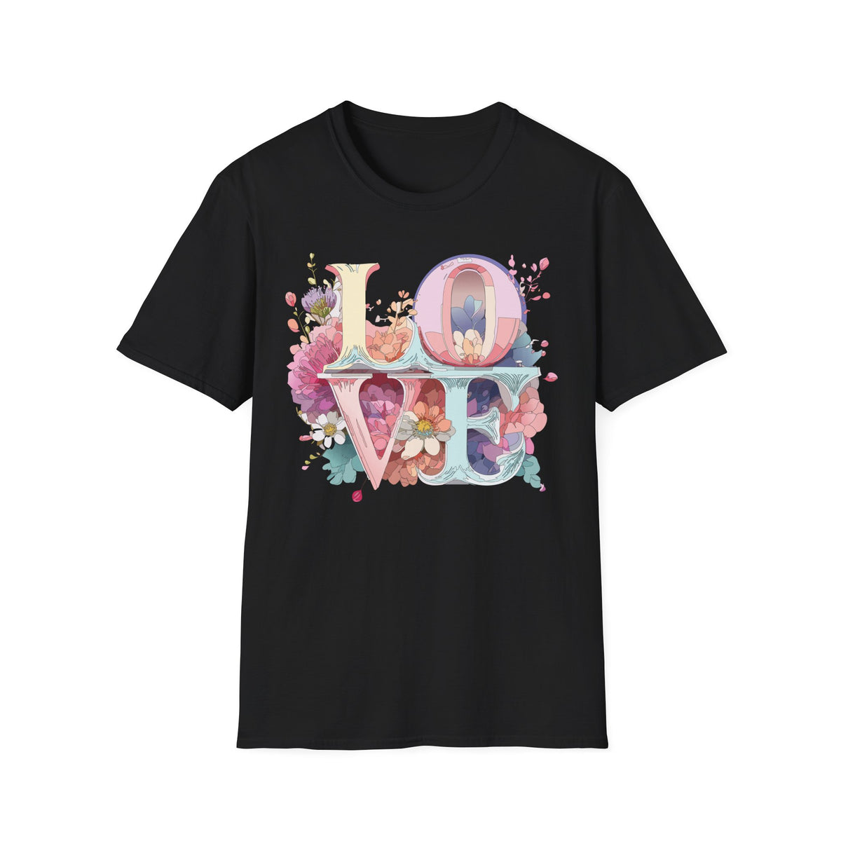 LOVE floral letter tee, T-Shirt | pastel bloom typography
