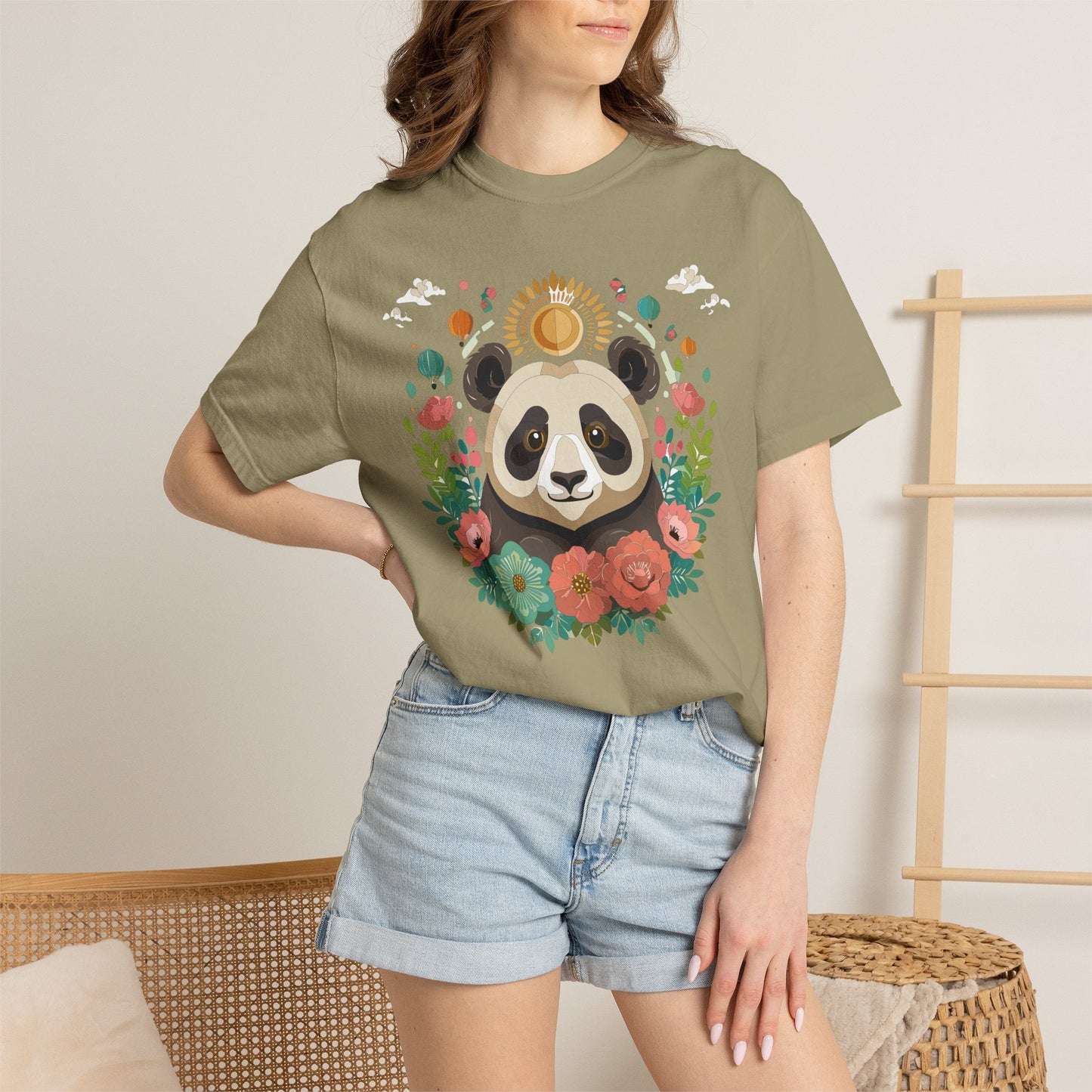 Panda Portrait Graphic T-Shirt Unisex Cotton Floral Animal Art Tee p4