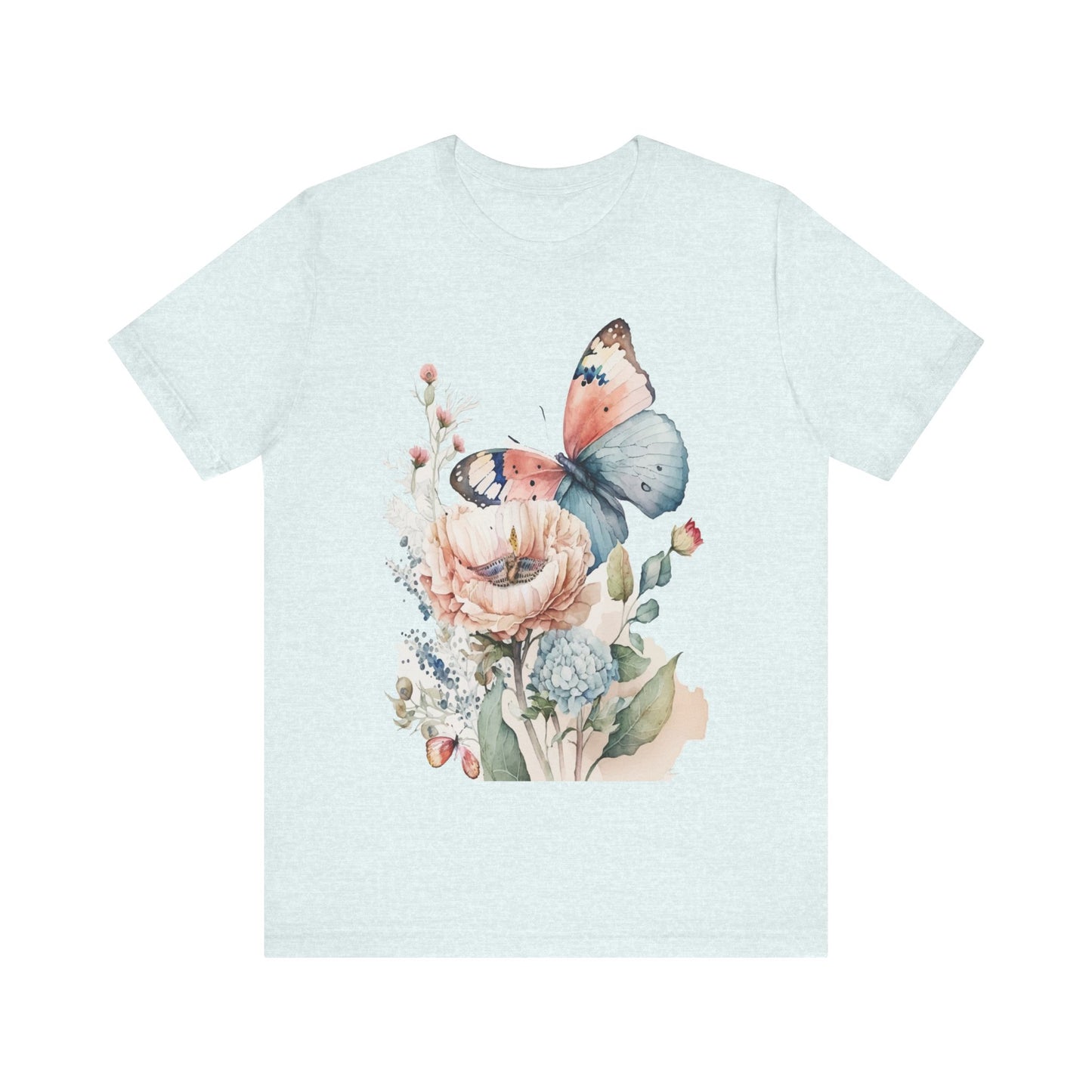 Cotton Tee Shirt with Butterfly Prints