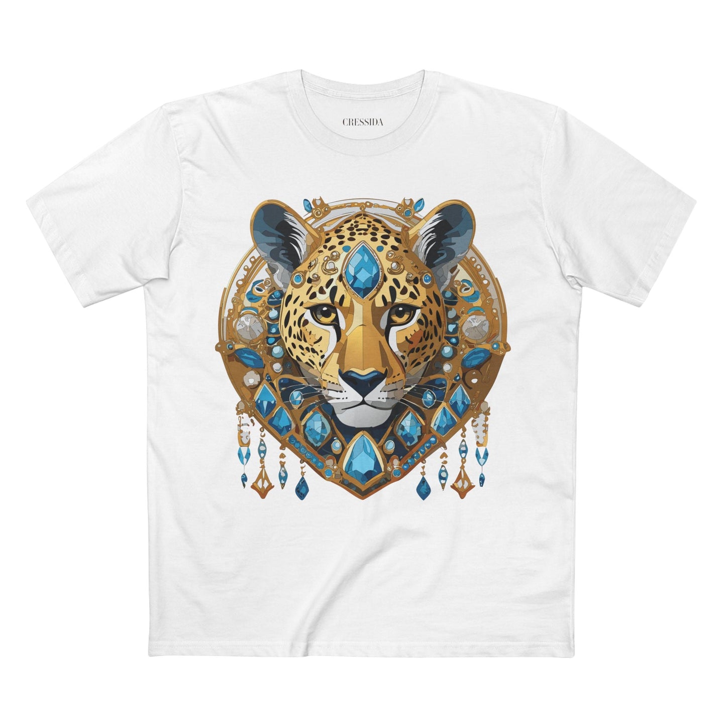 Cheetah Graphic Unisex 100 Cotton Tee With Unique Animal Golden Medallion Art Design 45