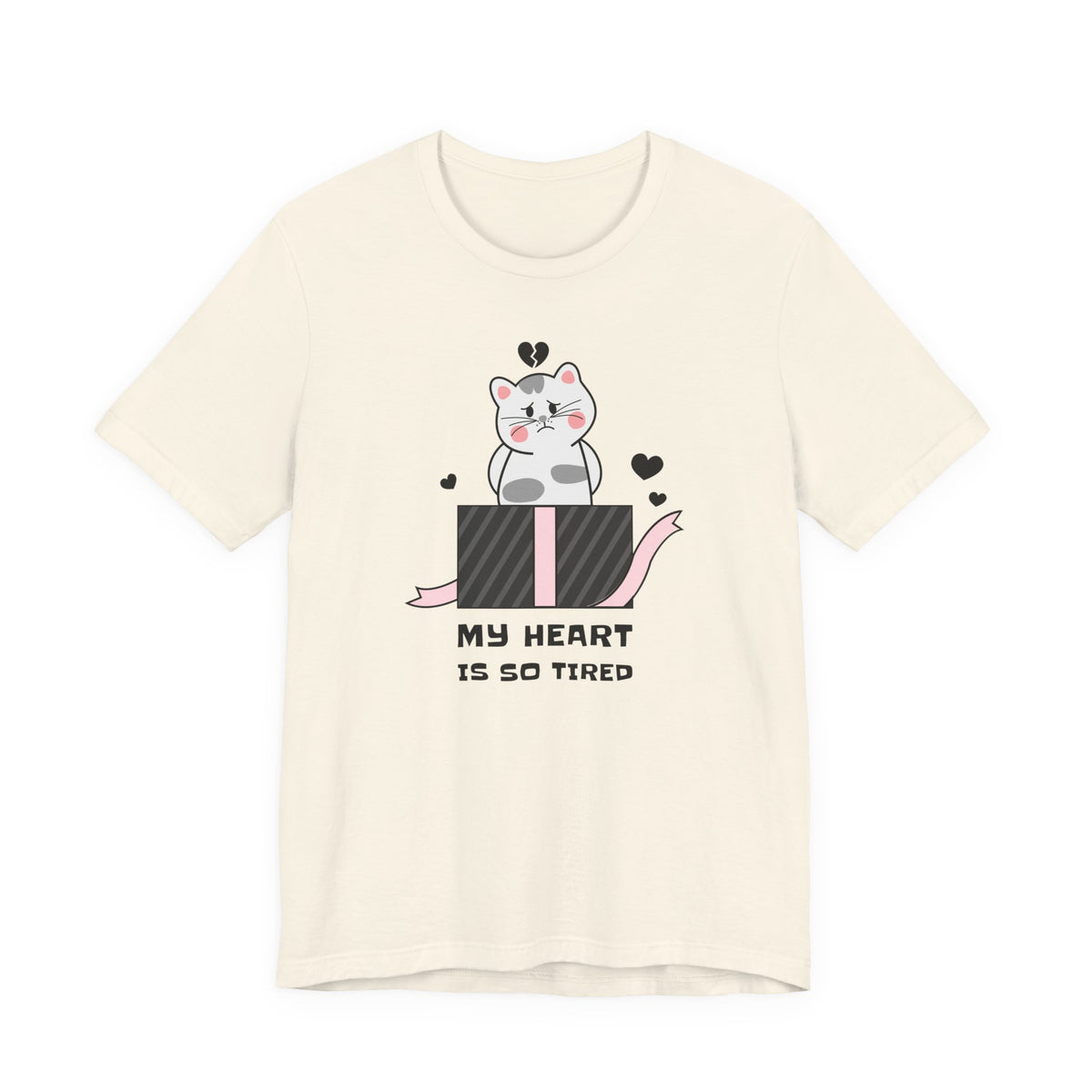 Cat Heart  Love Graphic Tee Shirt - Bella+Canvas Unisex 100 Cotton