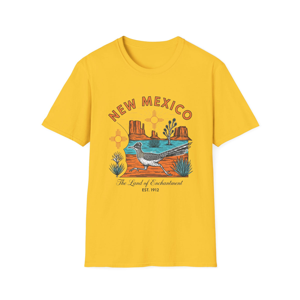 New Mexico Desertscape T-Shirt — The Land of Enchantment Travel Tourist Graphic Design Unisex 100 Cotton Gildan T-Shirt