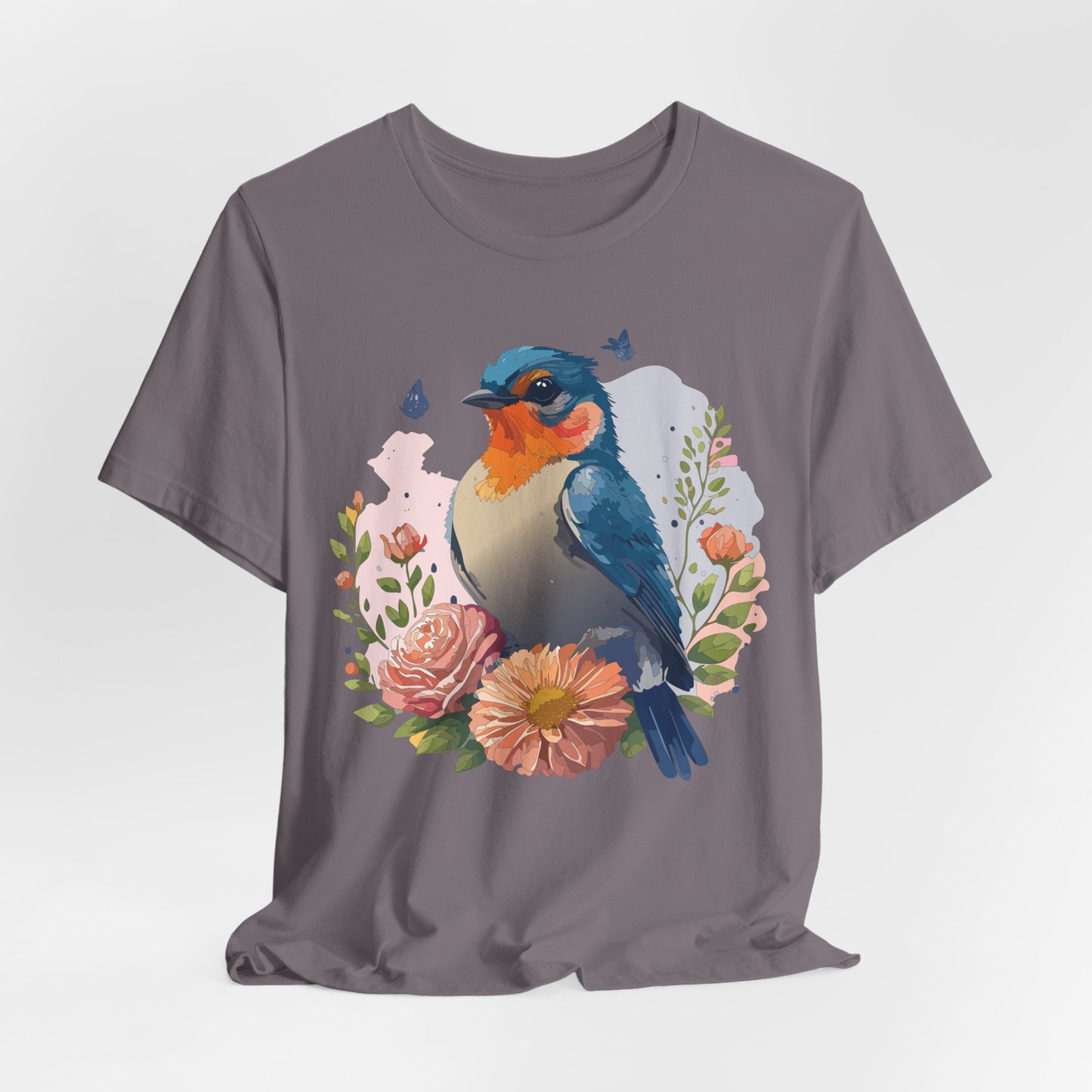 Floral Bird Tee, Animal Shirt, Bird Shirt, Floral Tee, Flower T-shirt, T-Shirt with Animal