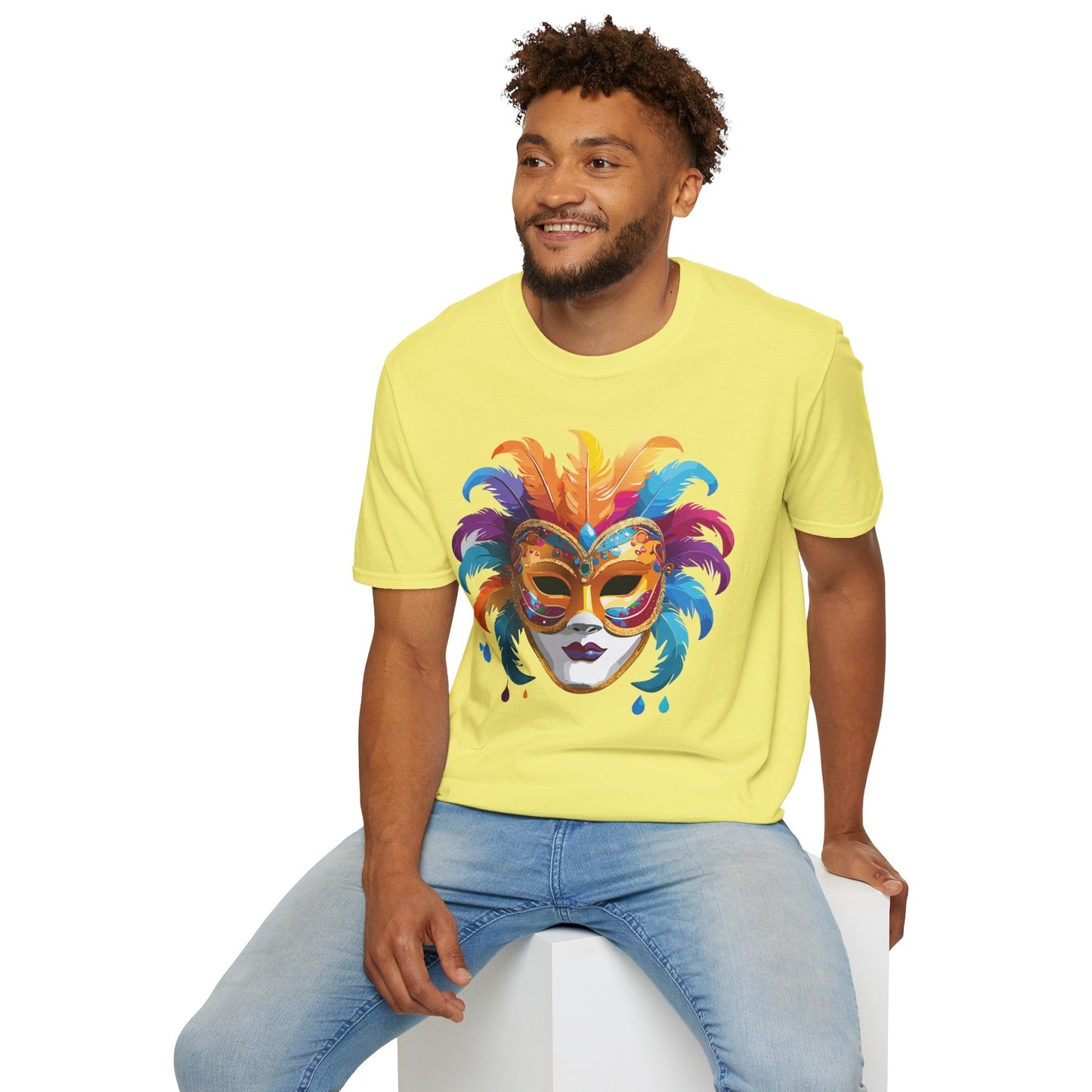 Mask Tee Shirt Unisex Masquerade Design Art Graphic Gildan Softstyle 64000 Cotton Tee