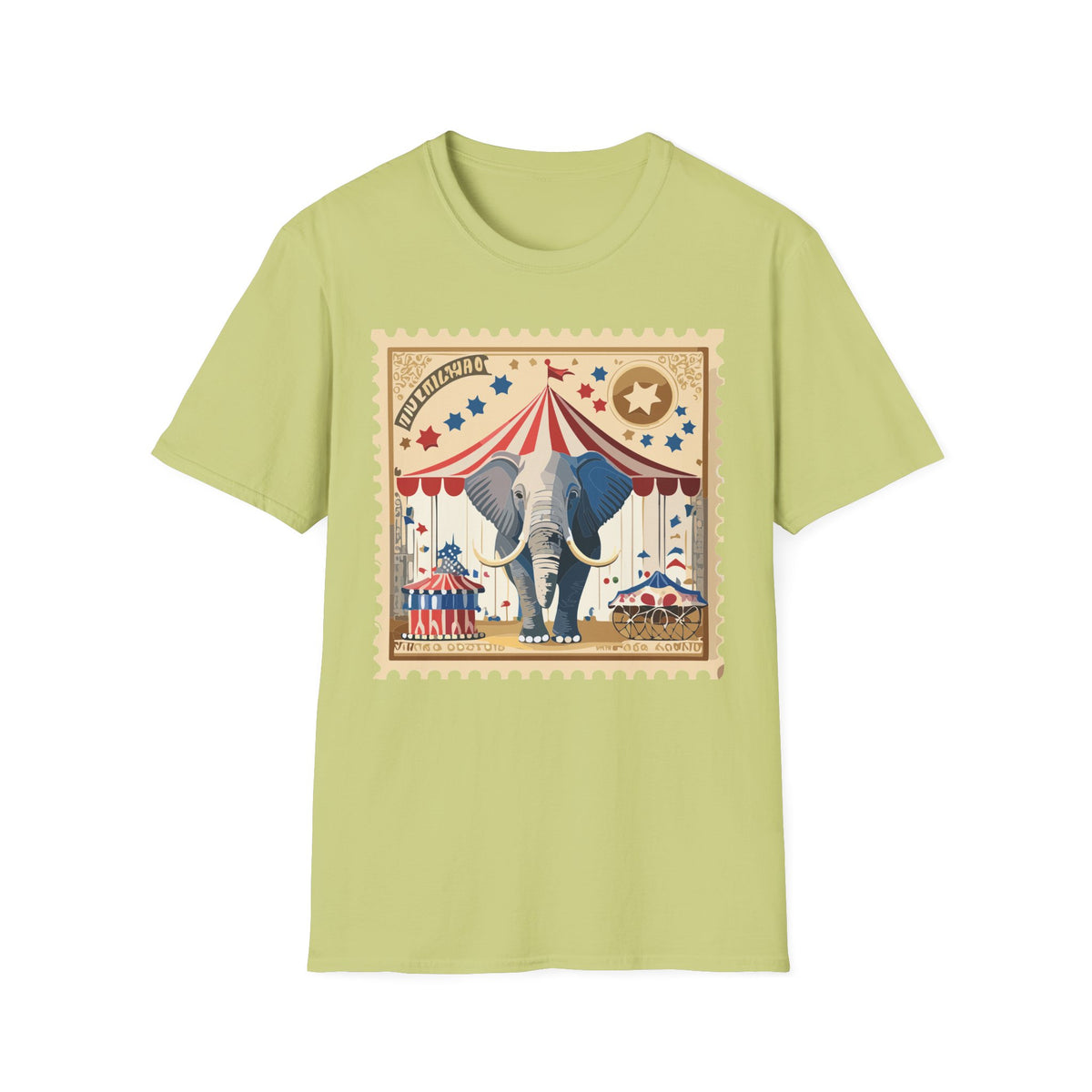 Circus Elephant Poster T-Shirt | Vintage Carnival Tent Stamp Graphic Tee Unisex 100 Cotton Gildan T-Shirt