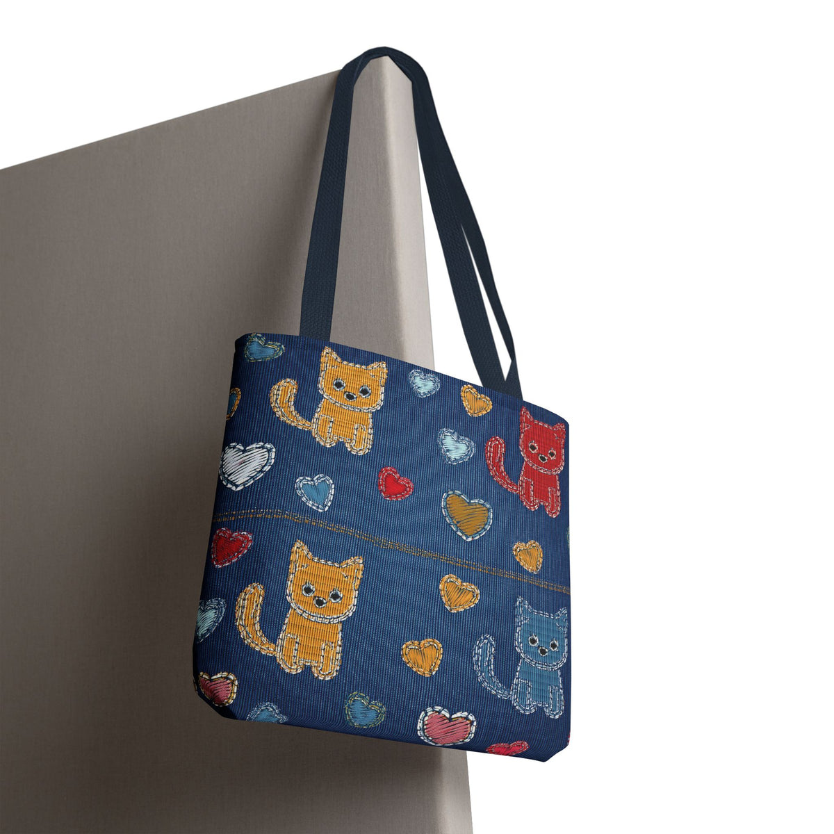 Love Day Graphic Design Denim Fabric Imitation Print Unisex Canvas Bag POLY 3 Sizes Tote Bag 201-4