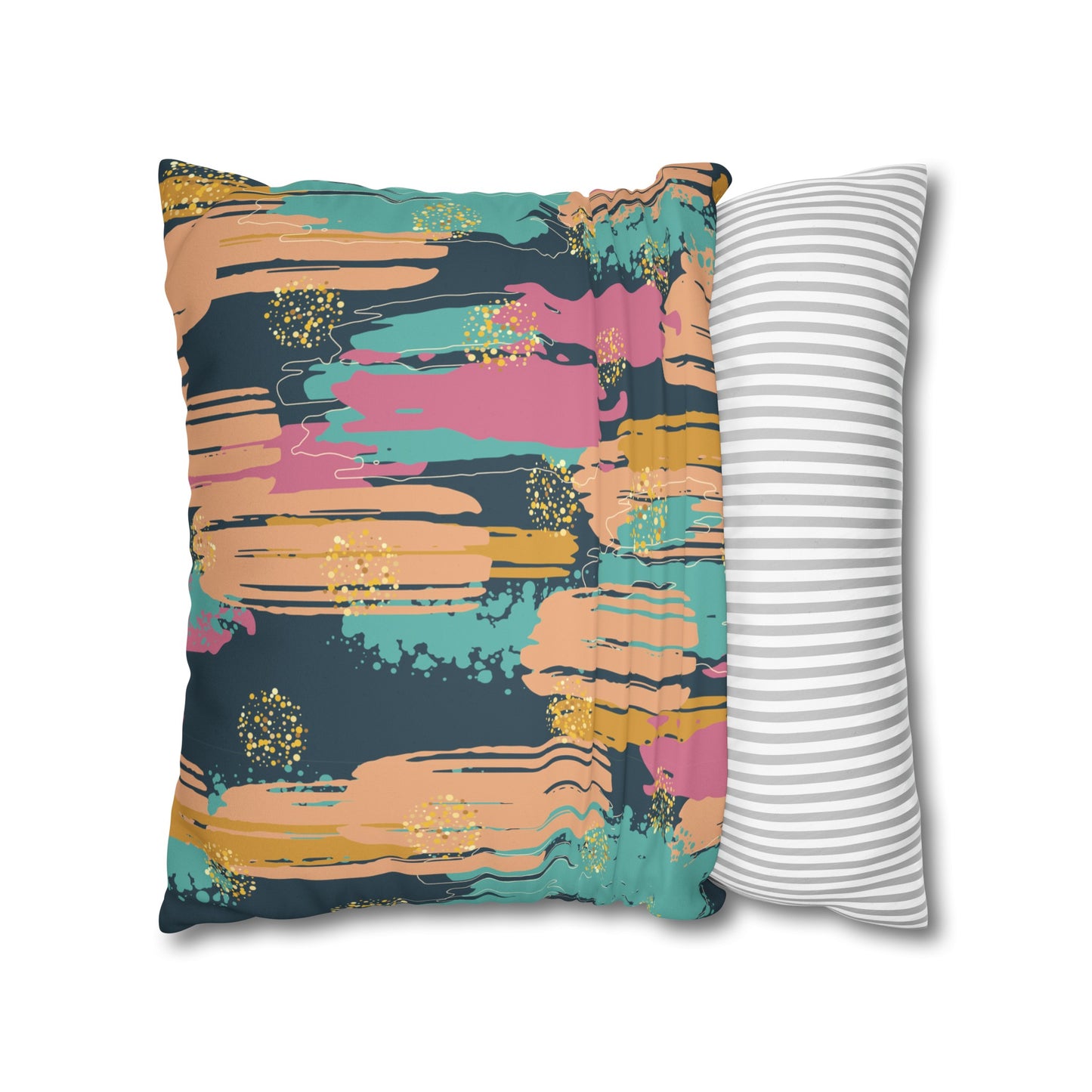 Faux Suede Pillowcase with Abstract print