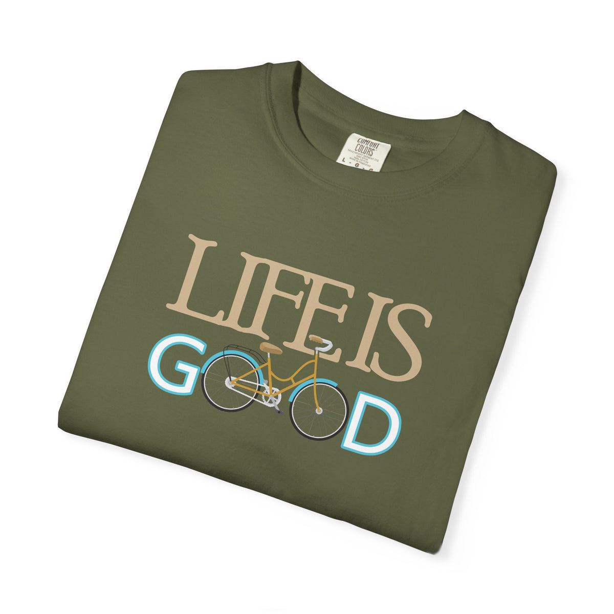 Life Is Good Bicycle Graphic Unisex Comfort Colors Garment-Dyed Heavyweight 100 Cotton Art Design T-Shirt w52