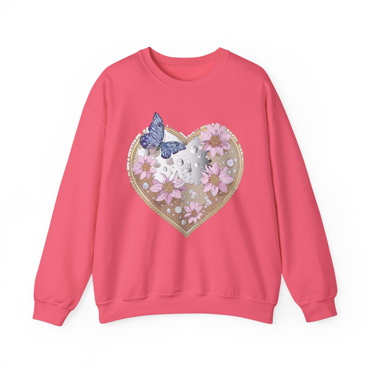 Floral Heart Love Graphic Valentine's Day Sweatshirt Unisex 50/50 Cotton-Poly Sweatshirt w34