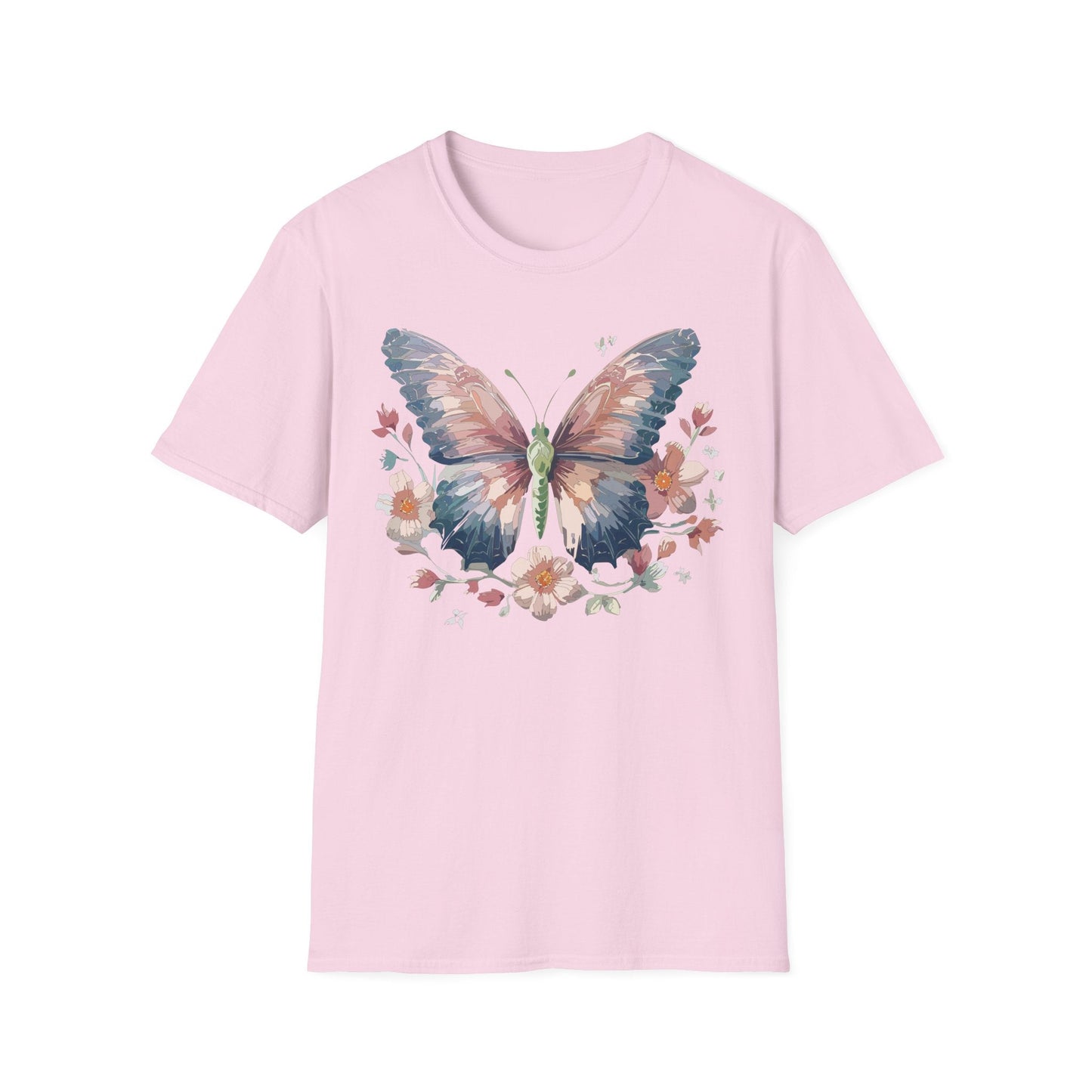 Butterfly Print T Shirt Monarch Unisex Gildan Softstyle 64000 Cotton Tee For Everyday Comfort