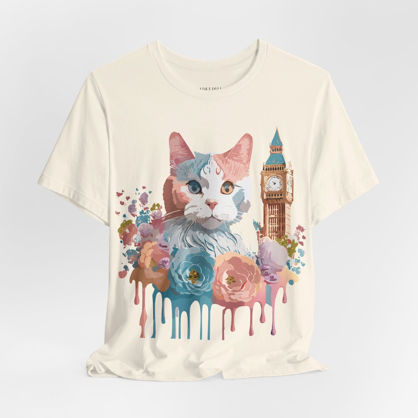Unisex Cat Graphic Tee With Short Sleeve Vintage Inspired Art Adelpha